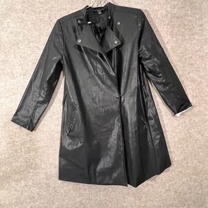 Alexander McQueen For Target Trench Coat Womens Small Black Coated No Belt